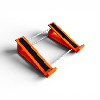 3D printed Neural DSP Quad Cortex Guitar Pedal 20 degree stand by Cold Earth Industries, side view, shown in orange on a white background – custom desktop stands.