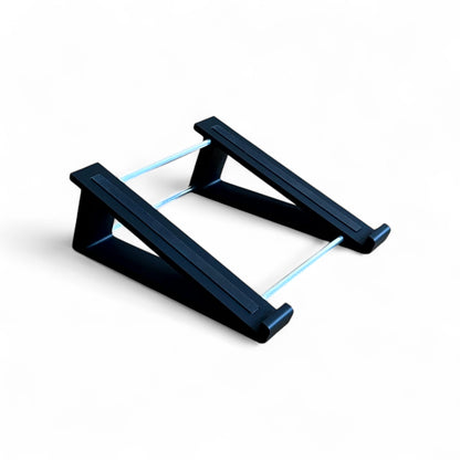 3D printed Presonus Atom Midi Controller 20 degree stand with rubber strips by Cold Earth Industries, shown in black on a white background