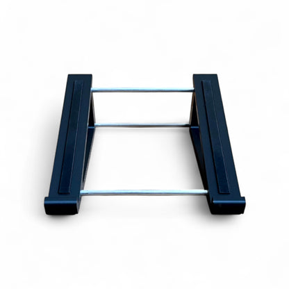 3D printed Presonus Atom Midi Controller 20 degree stand with rubber strips by Cold Earth Industries, shown front view in black on a white background