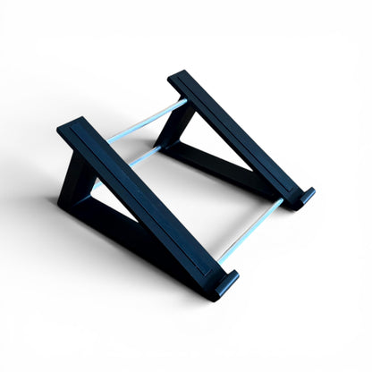 3D printed Presonus Atom Midi Controller 30 degree stand with rubber strips by Cold Earth Industries, shown in black on a white background