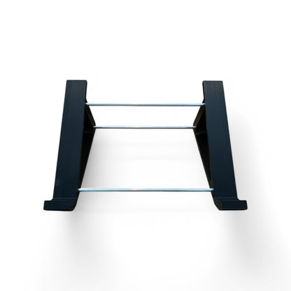 3D printed Roland TR-8 Rhythm Performer Drum Machine 30 degree stand by Cold Earth Industries, shown front view in black on a white background